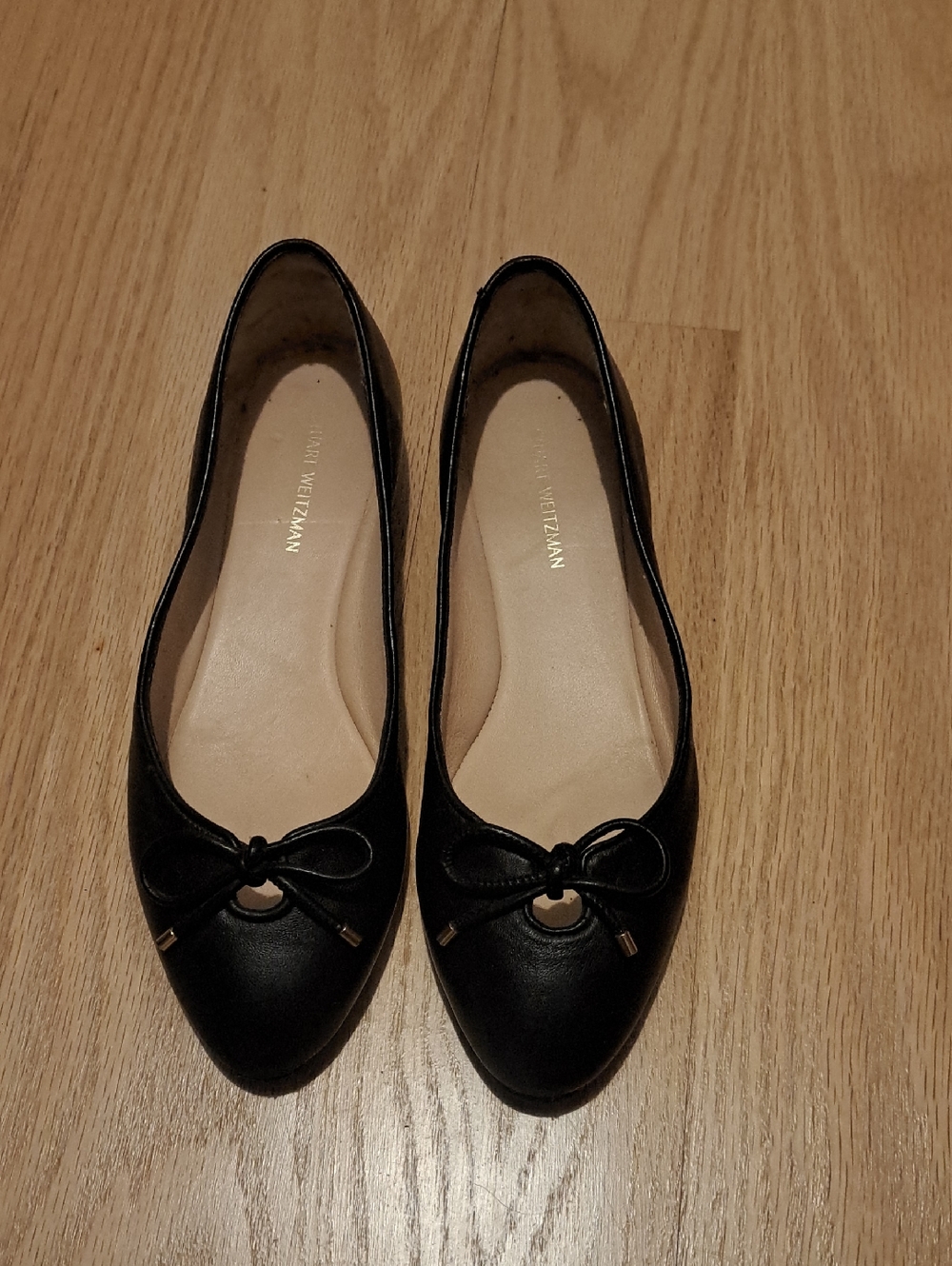 Stuart Weitzman Black Bow Ballet Flats